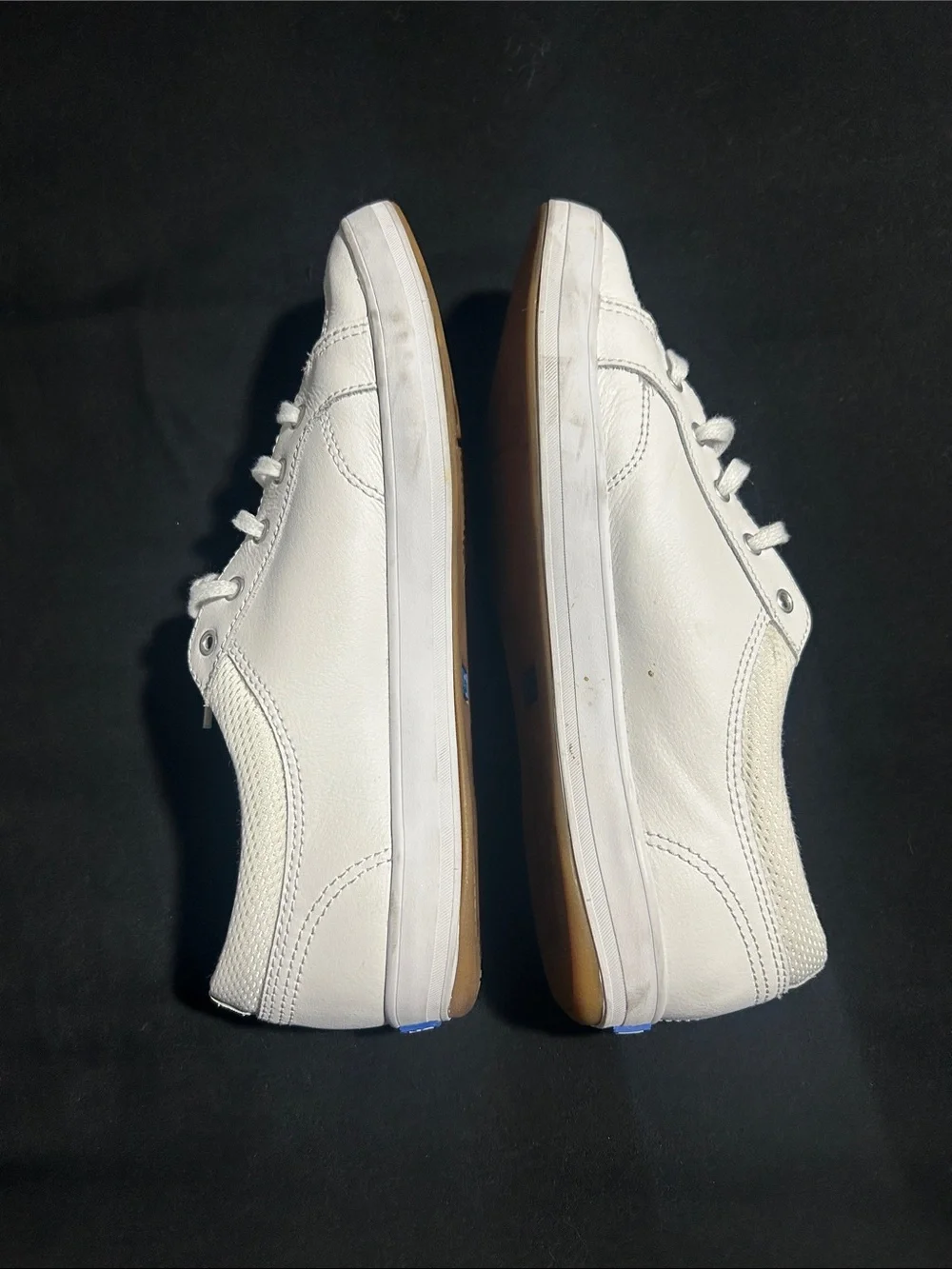 Keds White Leather Sneakers with Blue Insole
